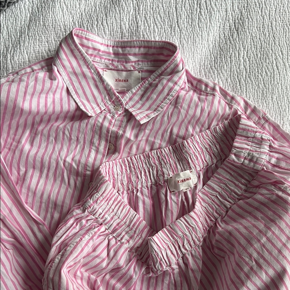 Xirena Shirt + Shorts - Pink striped - Picture 2 of 7